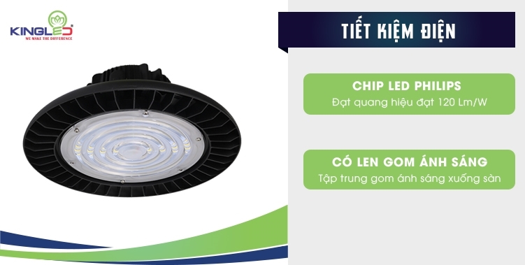 Đèn Led Nhà Xưởng Kingled Highbay UFO 100W (Chip Philips)