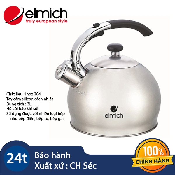 Ấm đun nước Inox 304 Elmich 3L EL3373 dùng bếp từ - Xuất xứ CH Séc