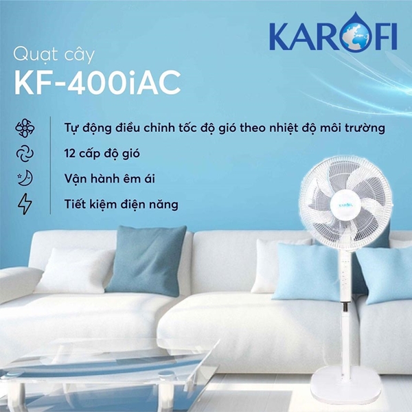 Quạt cây thông minh tự điều chỉnh tốc độ gió Karofi KF-400iAC bảo hành 24 tháng