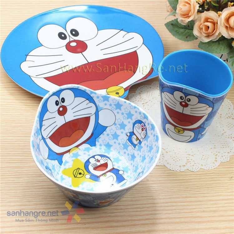 Bộ đồ dùng ăn hình Doraemon cho bé hàng xuất Nhật