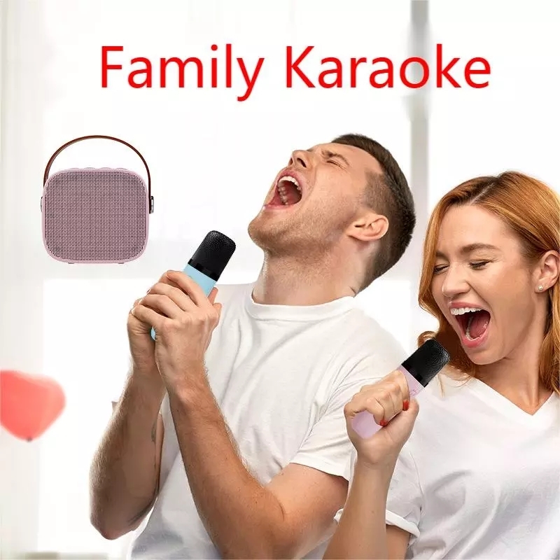 Bộ Loa Bluetooth kèm 02 Micro không dây Karaoke Mini K1 hồng