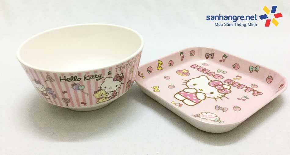 Bộ đồ dùng ăn hình Hello Kitty cho bé hàng xuất Nhật