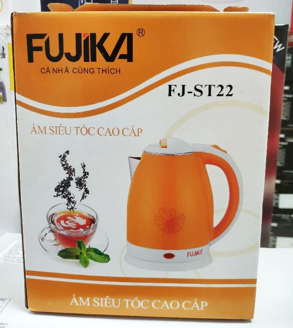 Ấm đun nước siêu tốc Fujika 2 lớp cách nhiệt ruột Inox dung tích 1.8L FJ-ST22 hàng chính hãng, bảo hành 12 tháng