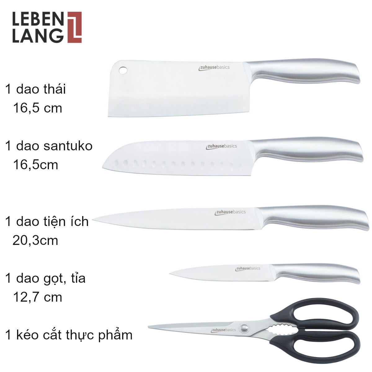 Bộ dao làm bếp 5 món sắc bén Zuhause ZB56