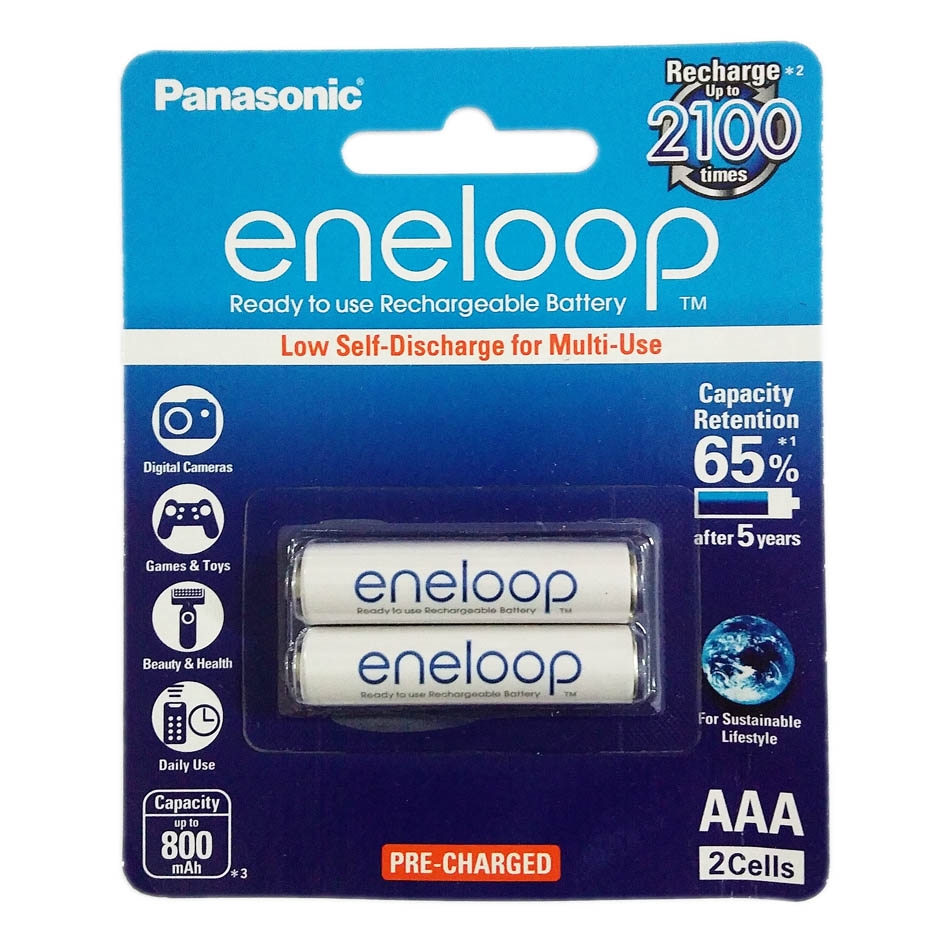 Bộ 2 pin sạc AAA Panasonic Eneloop 800mAh BK-4MCCE/2BV
