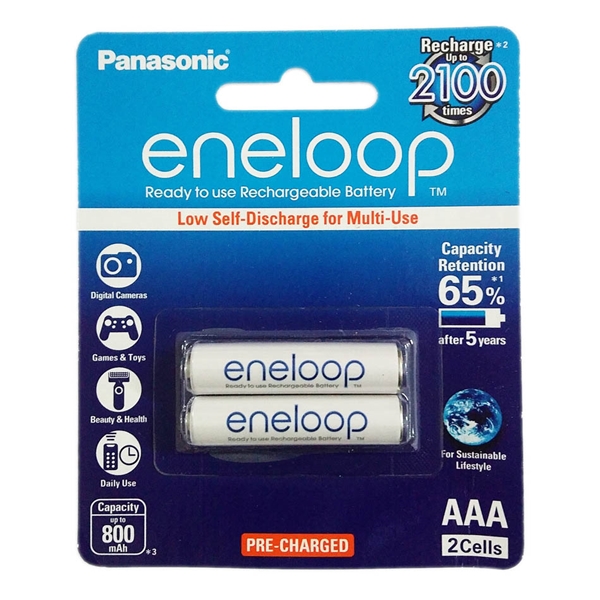 Bộ 2 pin sạc AAA Panasonic Eneloop 800mAh BK-4MCCE/2BT (Hàng chính hãng)